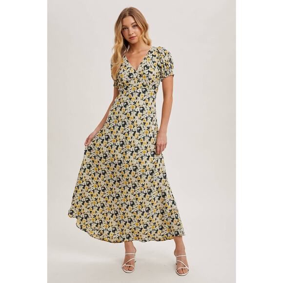 Bluivy Dresses & Skirts - FLORAL PRINT WRAP MAXI SUN DRESS-SMALL